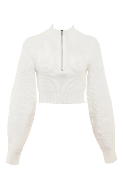 Shop House Of Cb Reeve Rib Half Zip Crop Sweater In White
