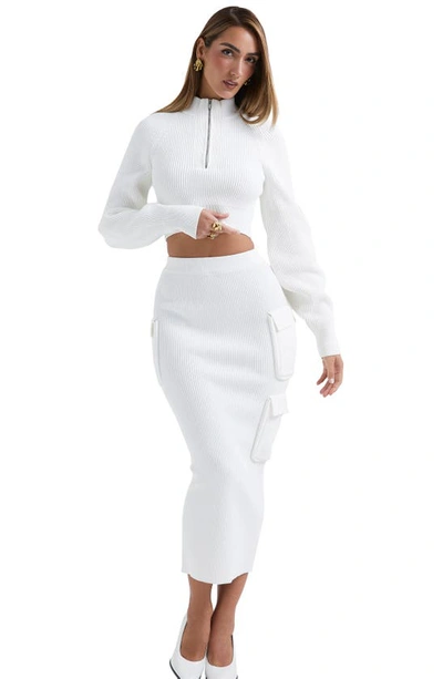 Shop House Of Cb Reeve Rib Half Zip Crop Sweater In White