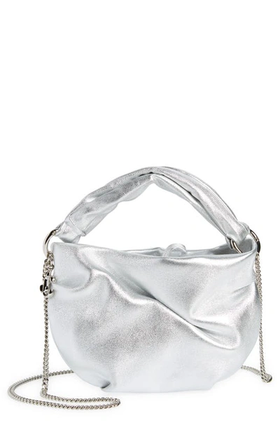 Shop Jimmy Choo Bonny Metallic Leather Handbag In Silver