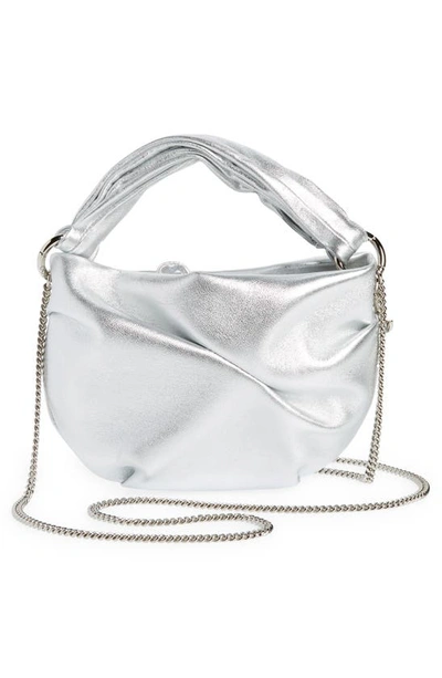 Shop Jimmy Choo Bonny Metallic Leather Handbag In Silver