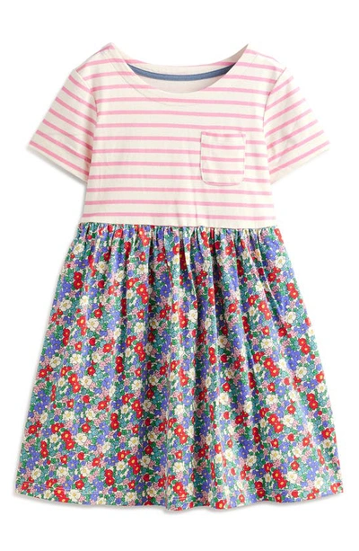 Shop Mini Boden Kids' Hotchpotch Cotton Jersey T-shirt Dress In Nautical Floral
