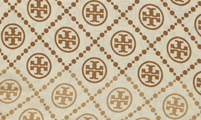 Shop Tory Burch T-monogram Print Silk Oblong Scarf In Neutral