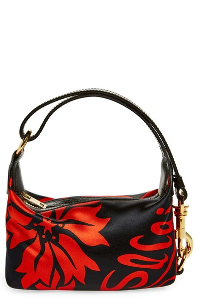 Shop Sacai Small Pochette Floral Print Top Handle Bag In Red