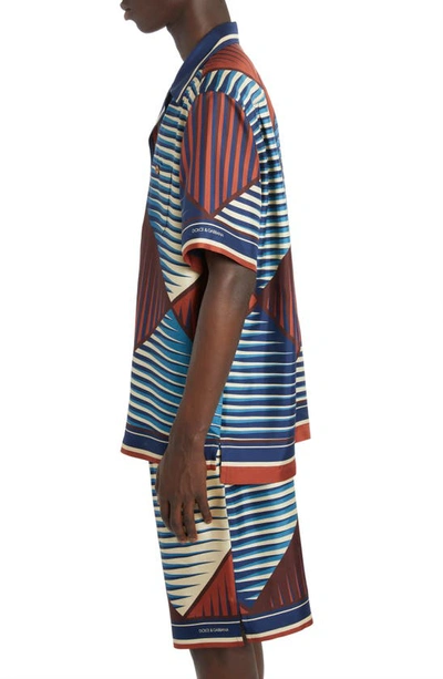 Dolce & Gabbana Printed Silk Bermuda Shorts Set In Lusso