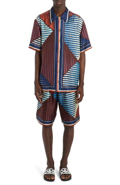 Dolce & Gabbana Printed Silk Bermuda Shorts Set In Lusso