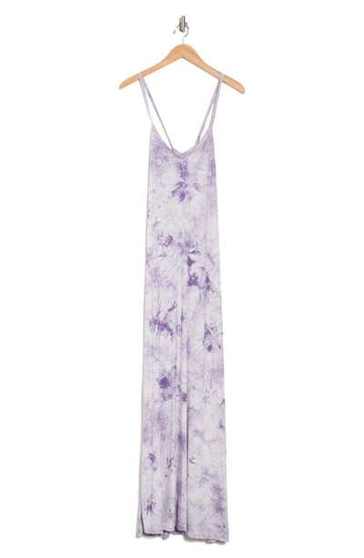 Shop Go Couture Tie Dye Maxi Tank Dress In Purple Splotch Tie Dye