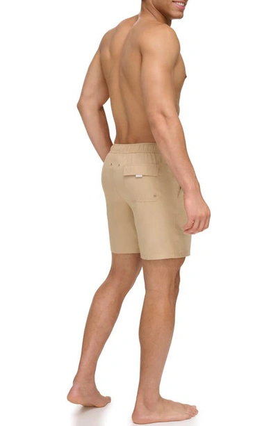 Shop Calvin Klein Core Volley Swim Trunks In Khaki