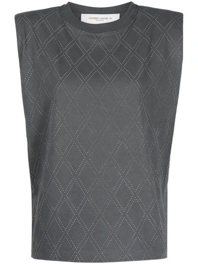 Shop Golden Goose Journey W`s Sleeveless Padded Shoulder T-shirt In Anthracite