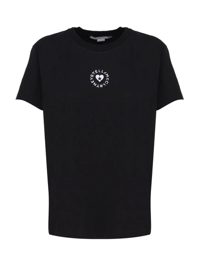 Shop Stella Mccartney Cotton T-shirt With Circular Logo In Black