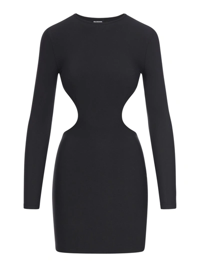 Shop Balenciaga Cut Out Mini Dress Light Peachy Jersey In Black
