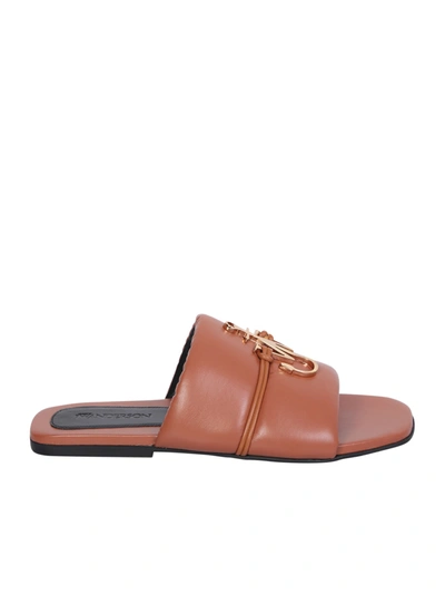 Shop Jw Anderson J.w. Anderson Brown Anchor Sliders