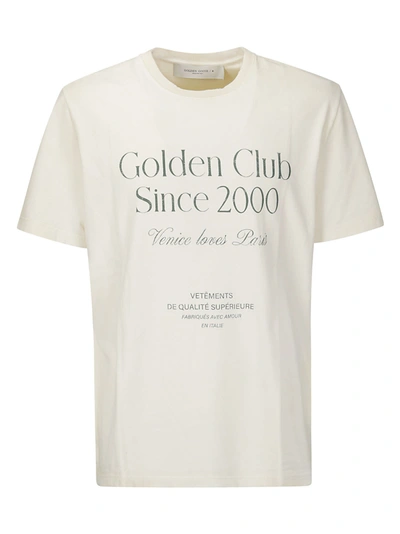 Shop Golden Goose Journey Ms T-shirt Regular In Heritage White/ Dark Green