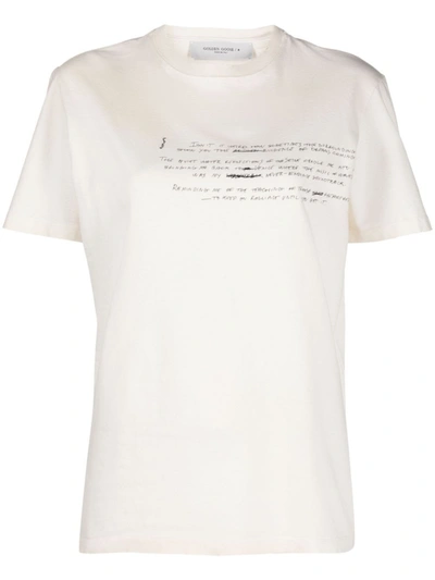 Shop Golden Goose Journey W`s Regular Short Sleeves T-shirt In Heritage White Black