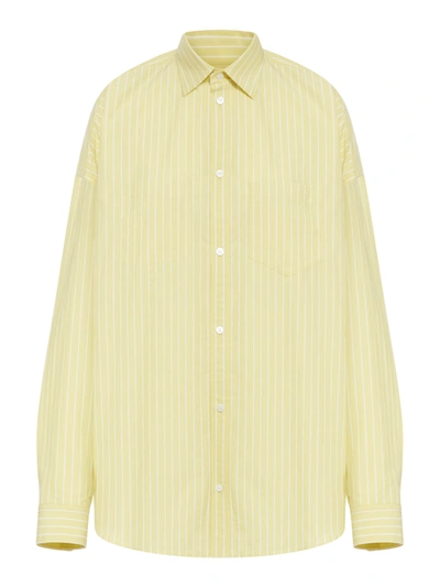 Shop Balenciaga Cocoon Shirt Striped Poplin In Light Yellow White