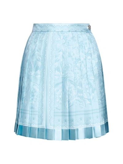 Shop Versace Skirt In Pale Blue