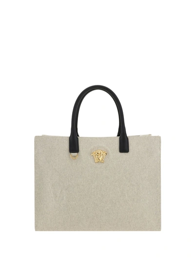 Shop Versace La Medusa Handbag In Rope+black- Gold