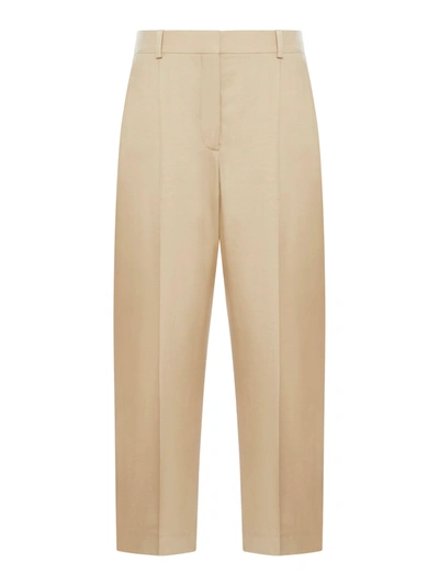 Shop Stella Mccartney Iconic Cropped Pleated Trousers In Sand