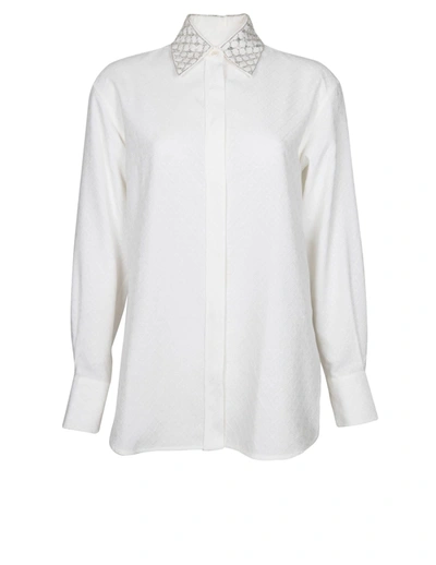 Shop Golden Goose Viscose Shirt With Applied Stones In White