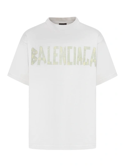 Shop Balenciaga Medium Fit T-shirt Tape Type Vintage Jersey In White