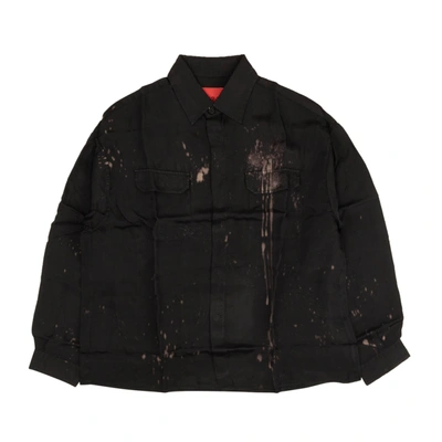 Shop 424 On Fairfax Black Bleached Long Sleeve Button Down Shirt