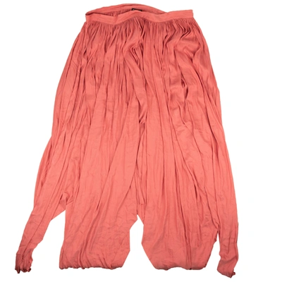 Shop Ann Demeulemeester Pink Uneven Seam Ruched Skirt