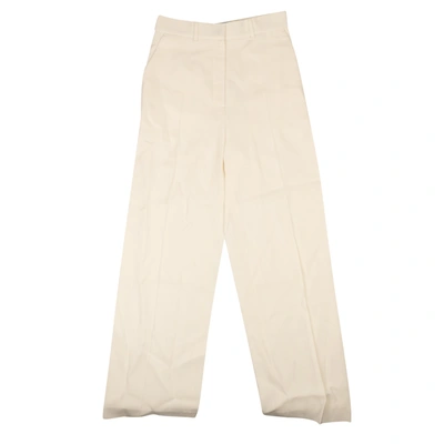 Shop Casablanca Off White Viscose High Rise Wide-leg Trousers In Beige