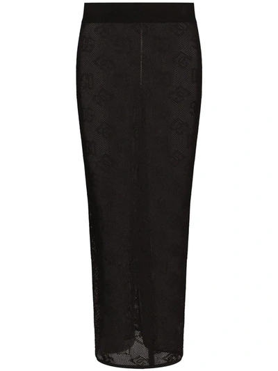 Shop Dolce & Gabbana Dg Jacquard Midi Skirt In Black