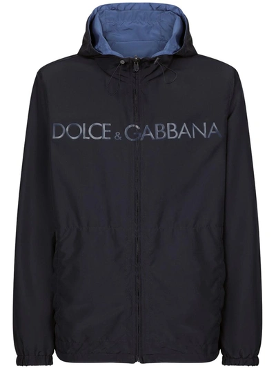 Shop Dolce & Gabbana Reversible Parka With Print In Blue