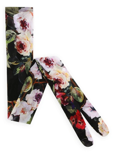 Shop Dolce & Gabbana Rose Garden Tulle Tights In Black