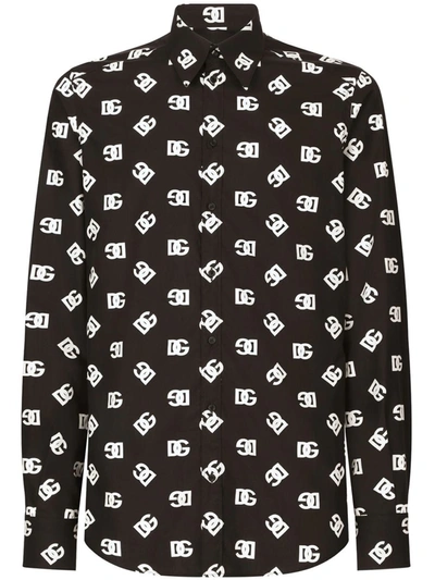 Shop Dolce & Gabbana Shirt With Dg Print In Black