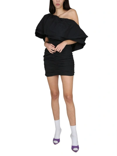 Shop Rotate Birger Christensen Rotate One-shoulder Dress In Black
