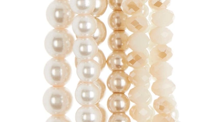Shop Tasha Imitation Pearl Multistrand Layered Necklace In Gold Ivory