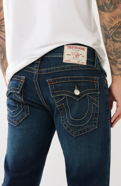 Shop True Religion Brand Jeans Ricky Flap Pocket Straight Leg Jeans In Dark Wash Muddy Waters