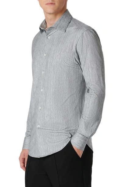 Bugatchi James Ooohcotton® Chambray Print Button-up Shirt In Black