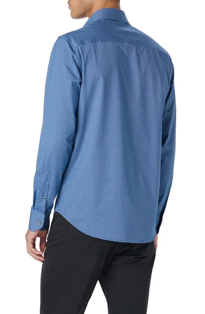 Shop Bugatchi James Ooohcotton® Serpentine Stripe Print Button-up Shirt In Classic Blue