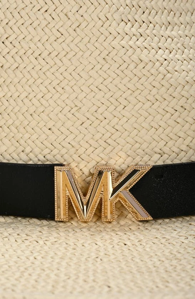 Shop Michael Kors Karlie Straw Hat In Natural/ Black/ Gold