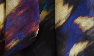 Shop Isabel Marant Luana Abstract Print Cotton & Silk Scarf In Ochre/ Black Oebk