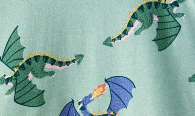 Shop Mini Boden Kids' Long Sleeve Cotton Jersey Dress In Georgian Blue Dragons