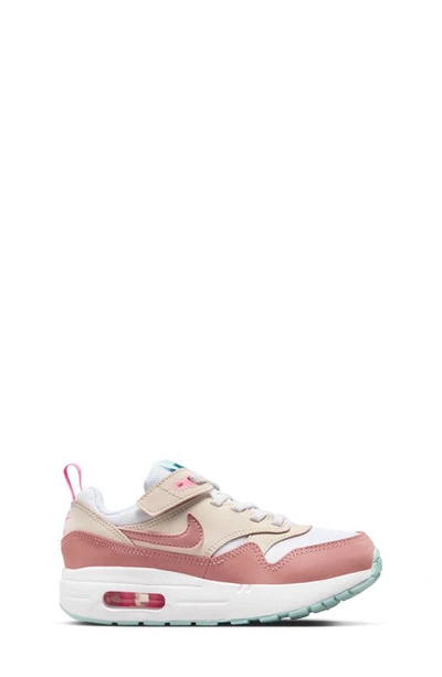 Shop Nike Kids' Air Max 1 Easyon Sneaker In White/ Red/ Guava Ice/ Pink