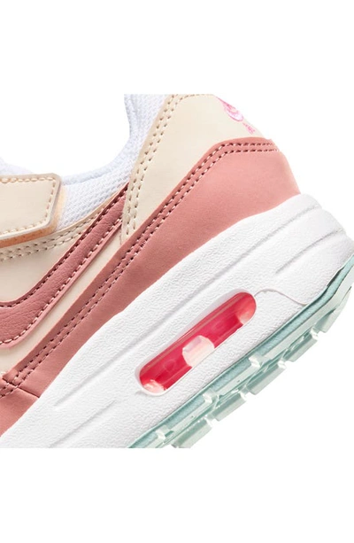 Shop Nike Kids' Air Max 1 Easyon Sneaker In White/ Red/ Guava Ice/ Pink