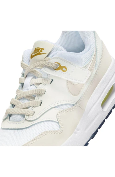 Shop Nike Kids' Air Max 1 Easyon Sneaker In White/ Light Orewood/ Bronzine