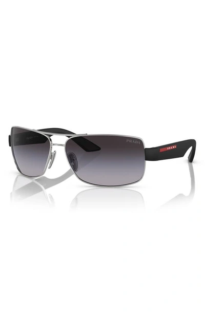 Shop Prada 65mm Oversize Gradient Pillow Sunglasses In Silver