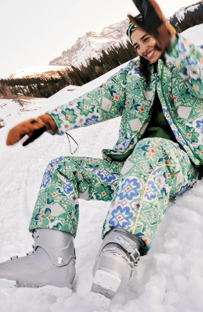 Shop Fp Movement Bunny Slope Print Waterproof High Waist Ski Pants In Green Print