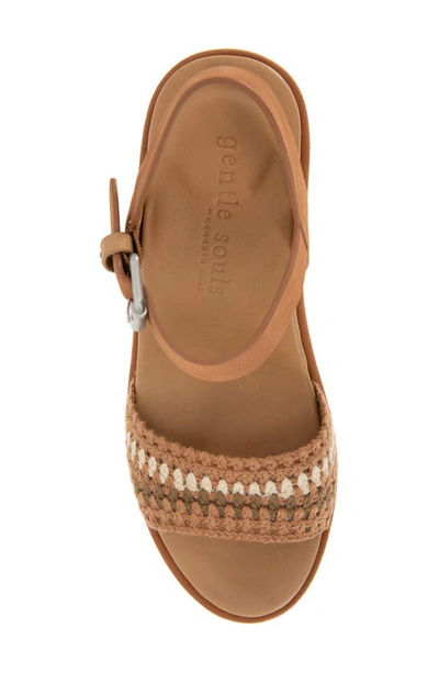 Gentle Souls By Kenneth Cole Delilah Ankle Strap Platform Sandal In Brown Multi Fabric