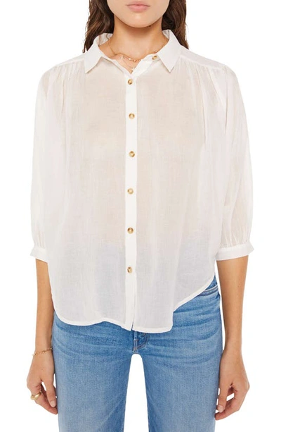 Shop Mother The Breeze Cotton Button-up Shirt In Wbw-bright White