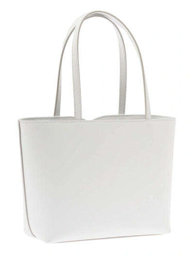 Shop Dolce & Gabbana 'dg Logo' Small White Shopper In Leather Woman