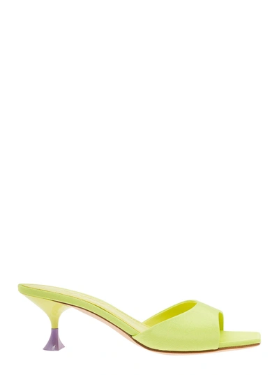 Shop 3juin 'kimi' Lime Green Sandals With Contrasting Enamelled Heel In Viscose Woman In Yellow