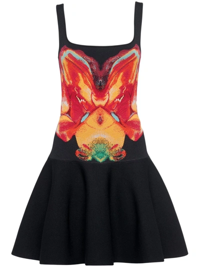 Shop Alexander Mcqueen Black Multicolour Viscose Blend Dress