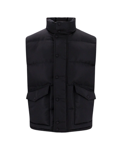 Shop Alexander Mcqueen Graffiti Puffer Full Zip Field Vest In Black