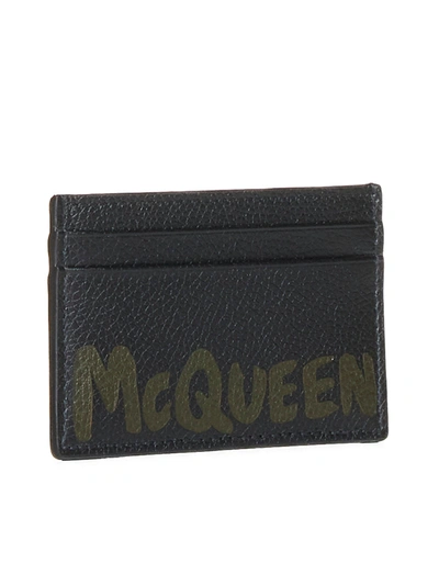 Shop Alexander Mcqueen Logo Leather Credit Card Case In Black